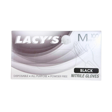 Glove - Nitrile M Size Black Lacy (100's)